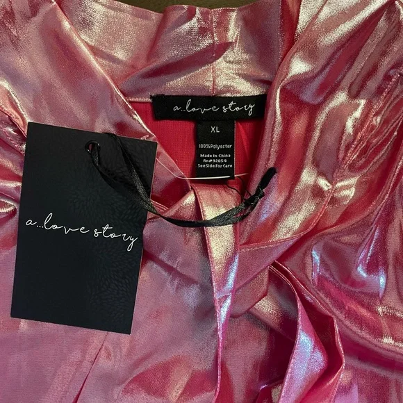 SOLD NWT WOMEN’S BLOUSE METALLIC PINK SLEEVELESS SIZE XL - Picture 9 of 9